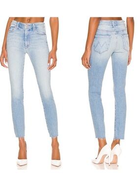 MOTHER High Waisted Looker Ankle Fray in 
Au Revoir light wash